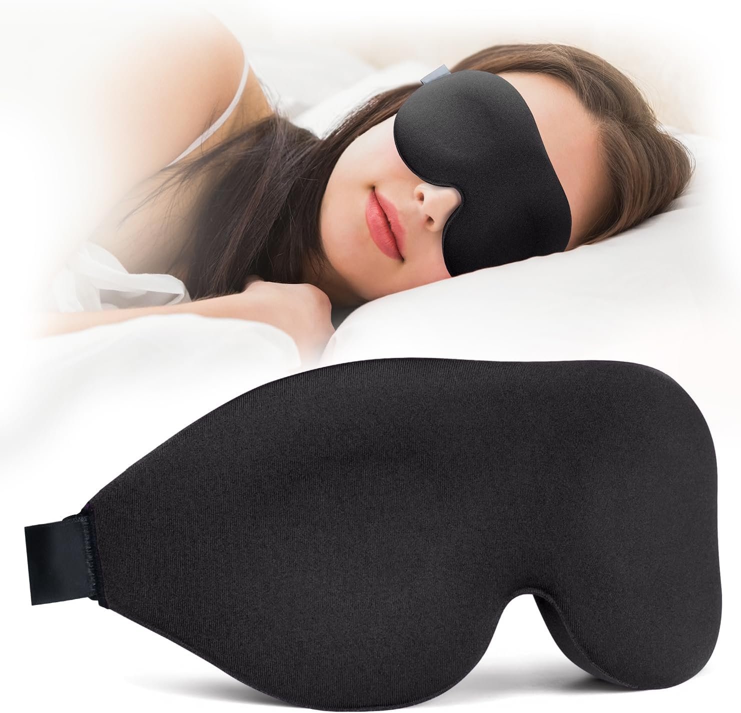 NEWVANGA Sleep Mask for Back and Side Sleeper, Travel Eye Cover, Black