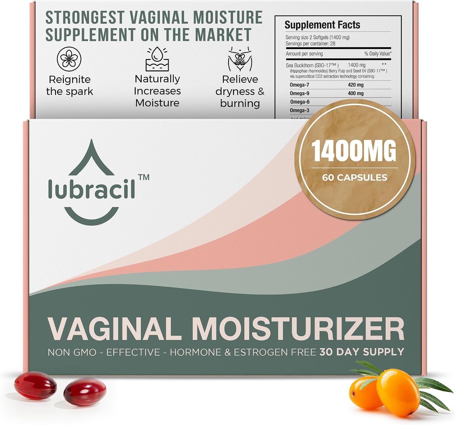 Lubracil Vaginal Moisturizer for Women, Hydrating Formula – 60 Count,1 Pack