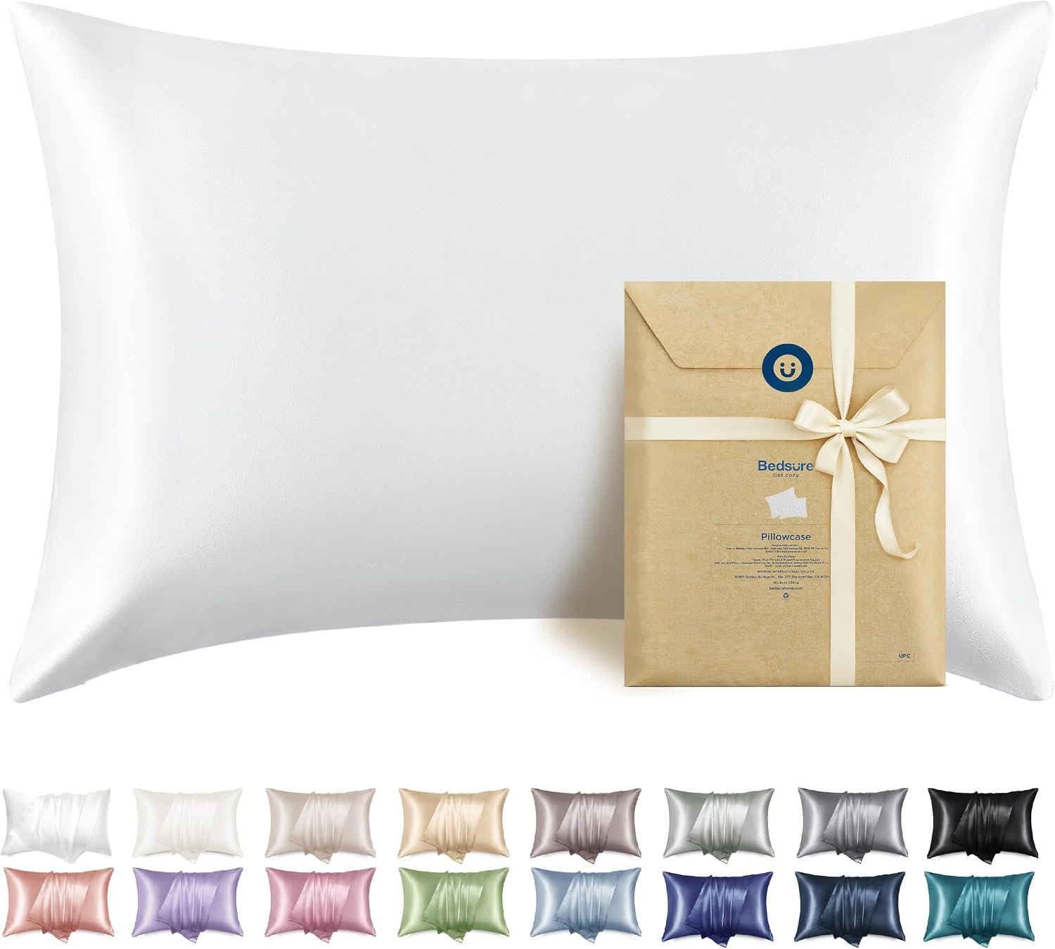 Bedsure Satin Pillowcase with Zipper, Similar to Silk Pillow Cases 2 Pack
