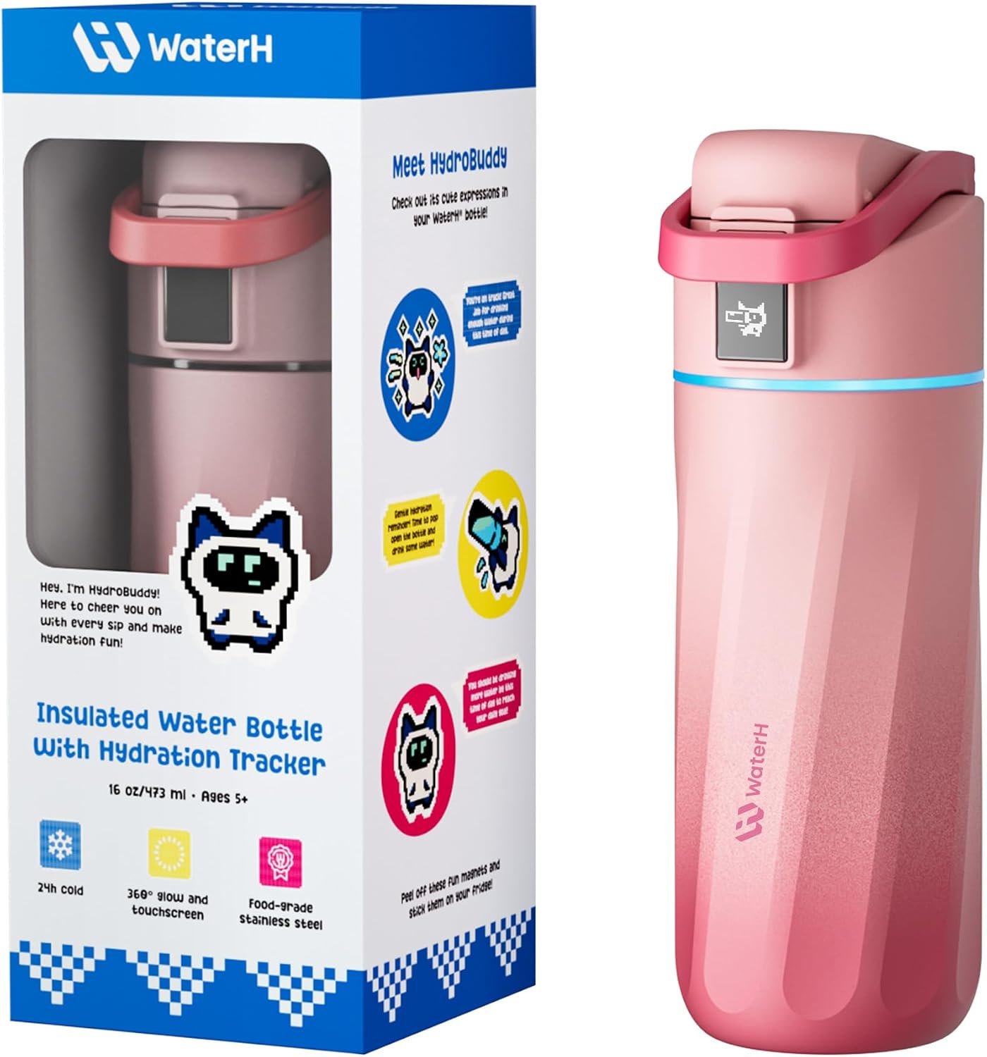 WATERH BOOST Kids Smart Water Bottle with Reminder & Tracker, 16oz