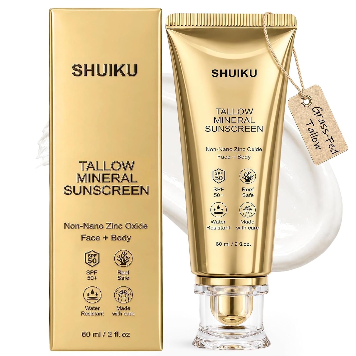Beef Tallow Sunscreen for Face & Body- Natural Mineral Sunscreen SPF 50 – With Grass-Fed Tallow & Non-Nano Zinc Oxide Reef Safe