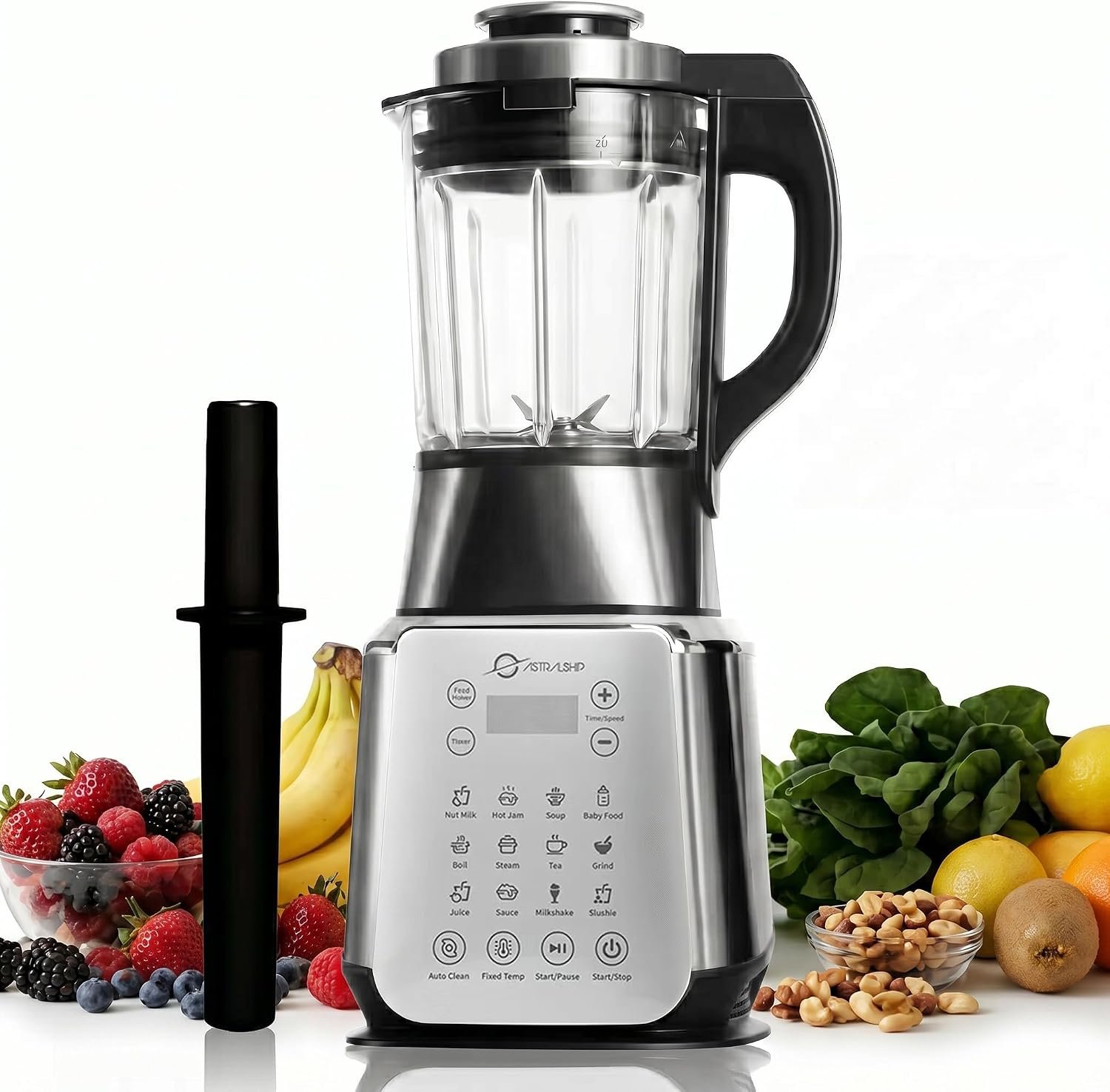 ASTRALSHIP 1500W Professional Glass Blender for Kitchen, Countertop High-Speed Smoothie Maker & Heating Nut Milk Machine – 14 Presets, 9 Speeds, BPA-Free Glass Jar for Hot Soups, Slushie