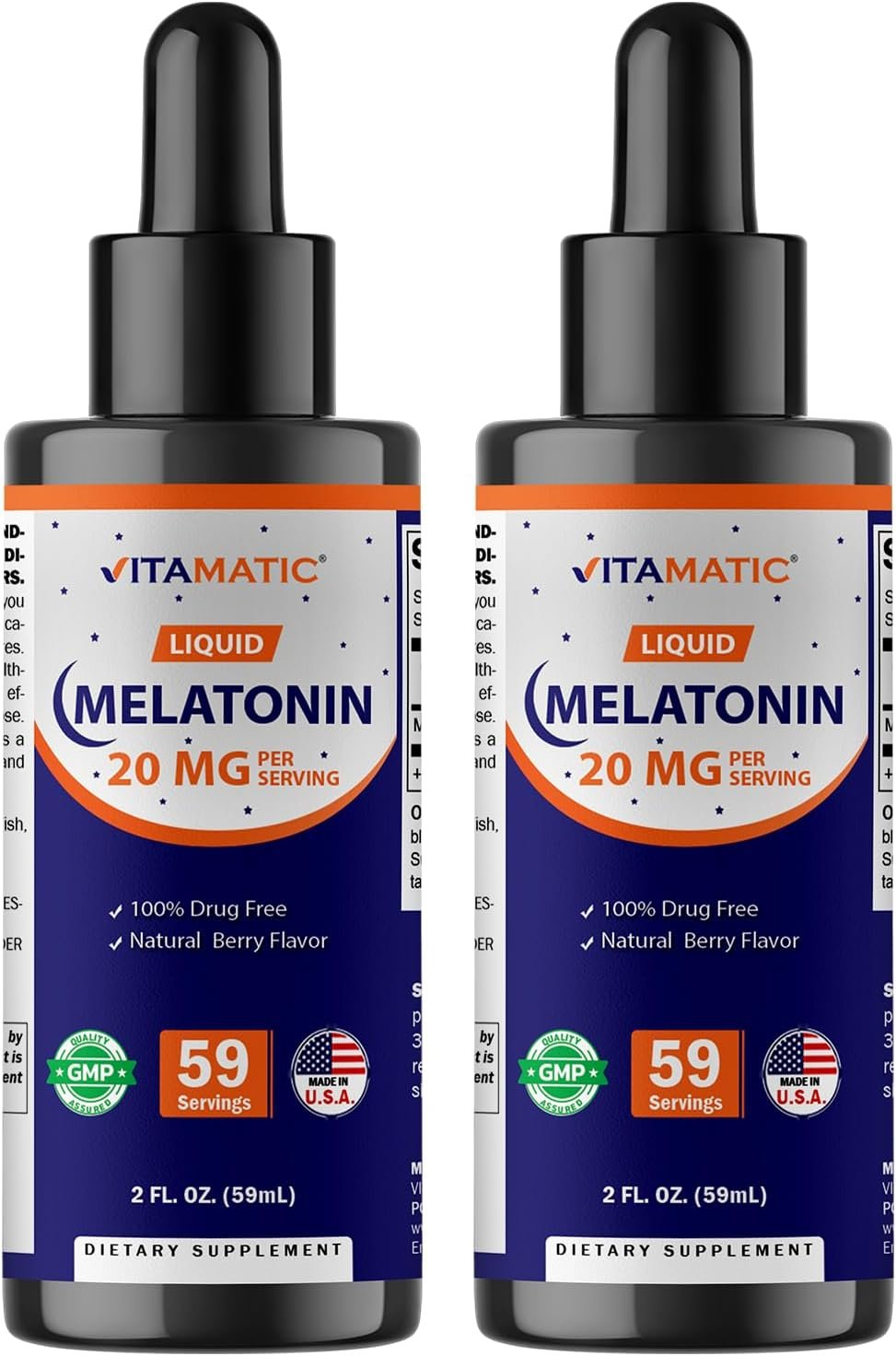Vitamatic Liquid Melatonin 20 mg, 2 fl oz (59 mL) – 2 Pack