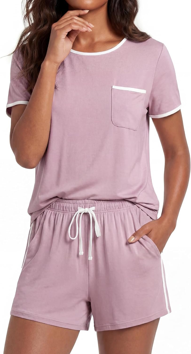 PATPAT 93% Bamboo Viscose Pajamas for Women, Cooling Womens Pajama Set