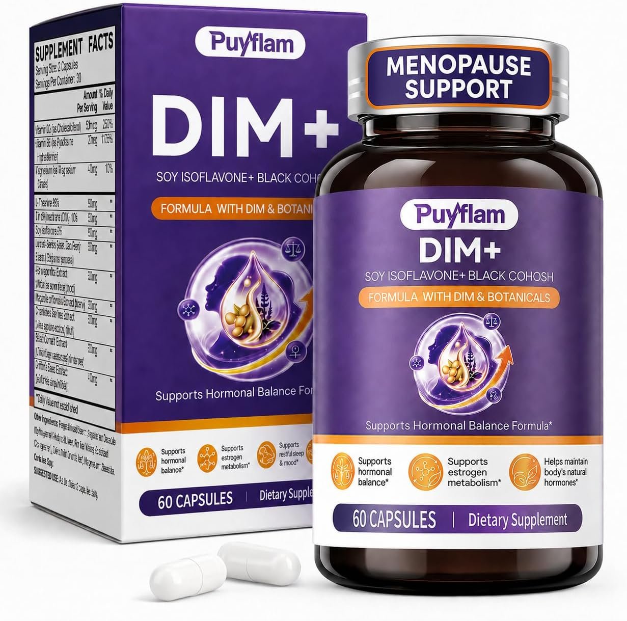 Menopause Supplements for Women,12 in 1 Complex Menopause Support, 60 Caps