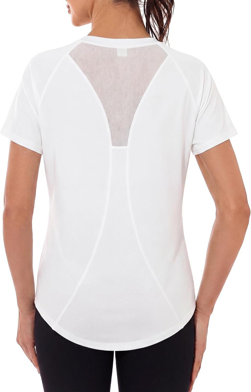 Quenteen UPF 50+ Workout Tops for Women Mesh Open Back Quick Dry Gym Shirts