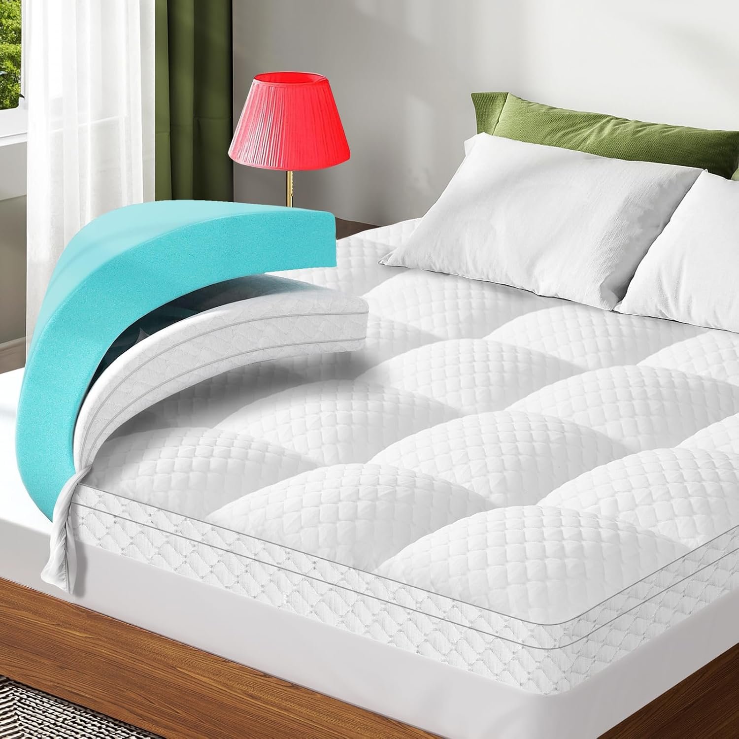 VALUXE Dual Layer 3 Inch Memory Foam Mattress Topper Queen Size