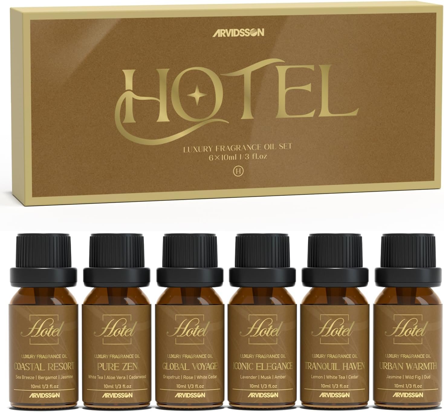 ARVIDSSON Hotel Diffuser Oils Gift Set – Hotel Essential Oils for Diffuser, Luxury Fragrance Oils Inspired by 5 Star Hotels Scent, Gift for Women and Men