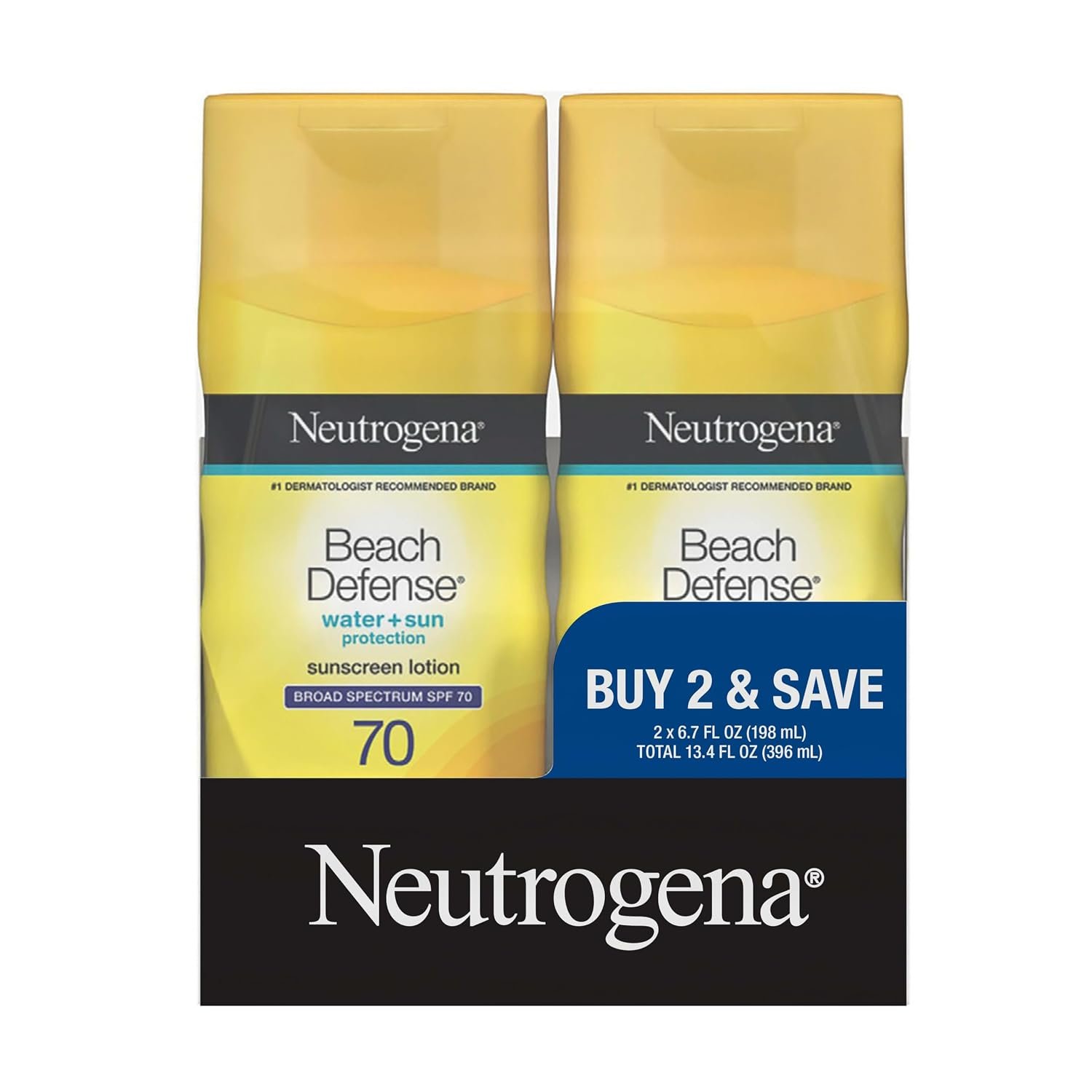 Neutrogena Beach Defense Sunscreen Lotion SPF 70, 6.7 fl oz, 2 Pack