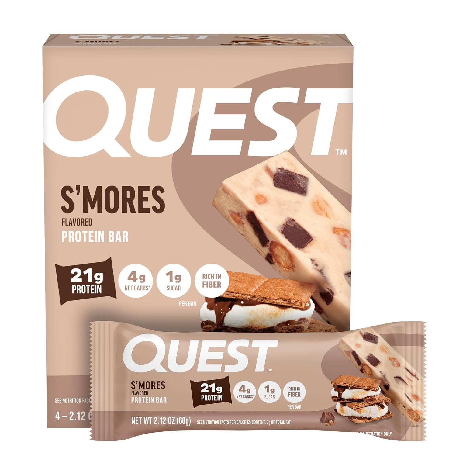 Quest Nutrition Smores Protein Bars, 21g Protein, 4 Count