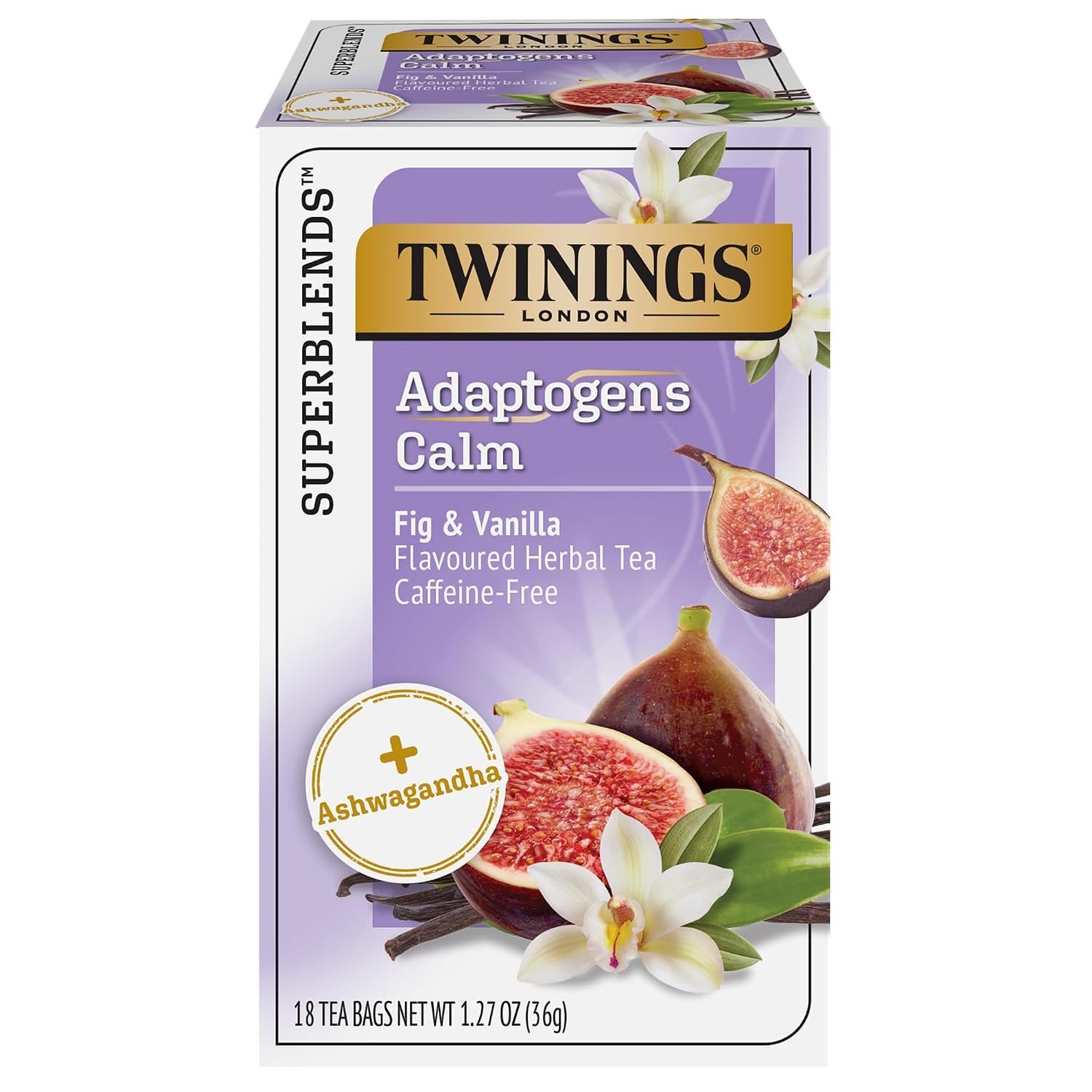 Twinings Adaptogens Calm Ashwagandha Fig & Vanilla Tea Bags 18 CT (1 Pack)