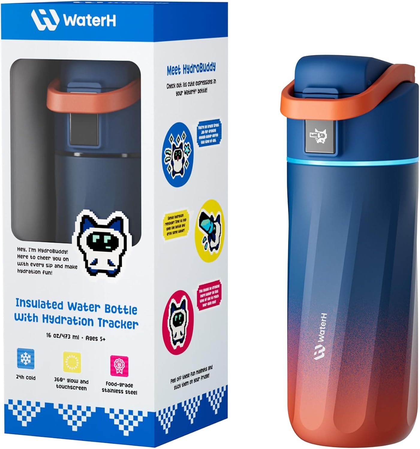 WATERH BOOST Kids Smart Water Bottle with Reminder & Tracker, 16oz