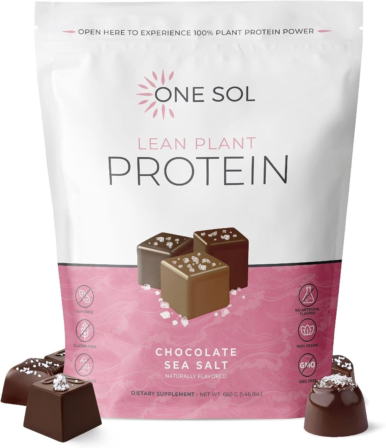 One Sol Lean Plant Protein Powder, Low Carb, Chocolate Sea Salt