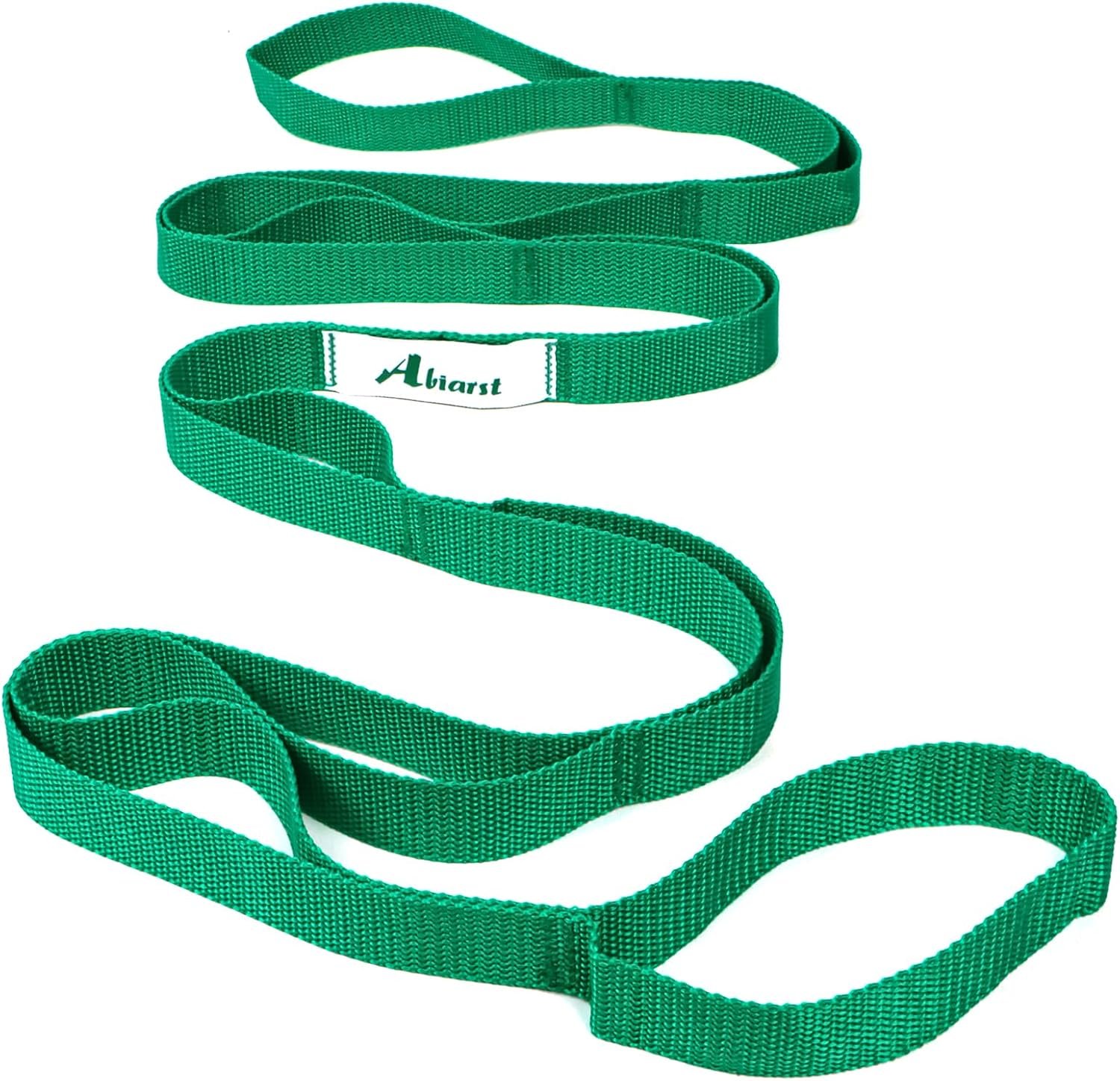 Abiarst Stretching Strap Yoga Straps for Physical Therapy, 10 Loops Non-Elastic Stretch Band for Pilates, Flexibility, Exercise and Gymnastics