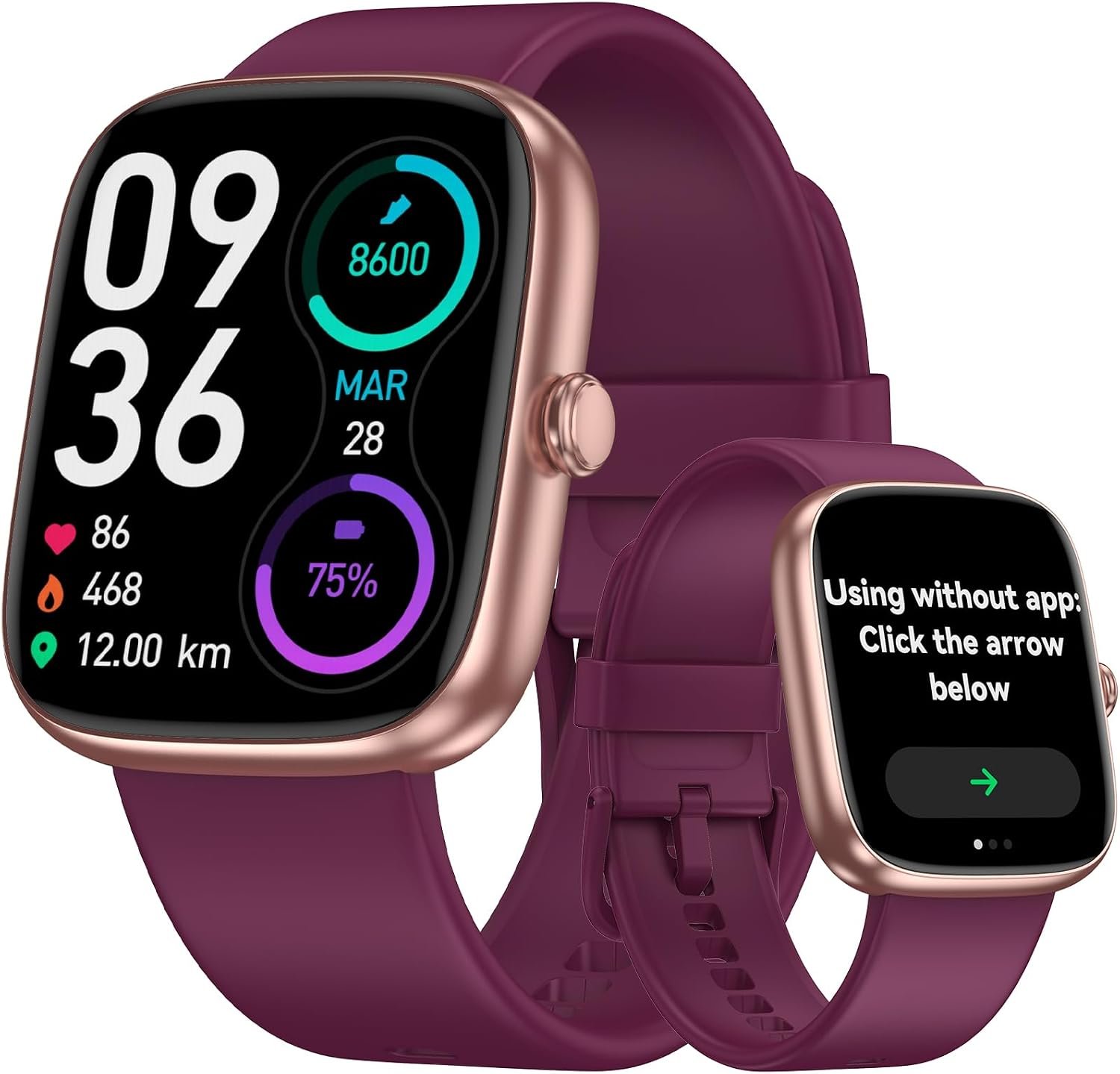 Senior Friendly Fitness Tracker, No App No Phone Required, 1.83” Display