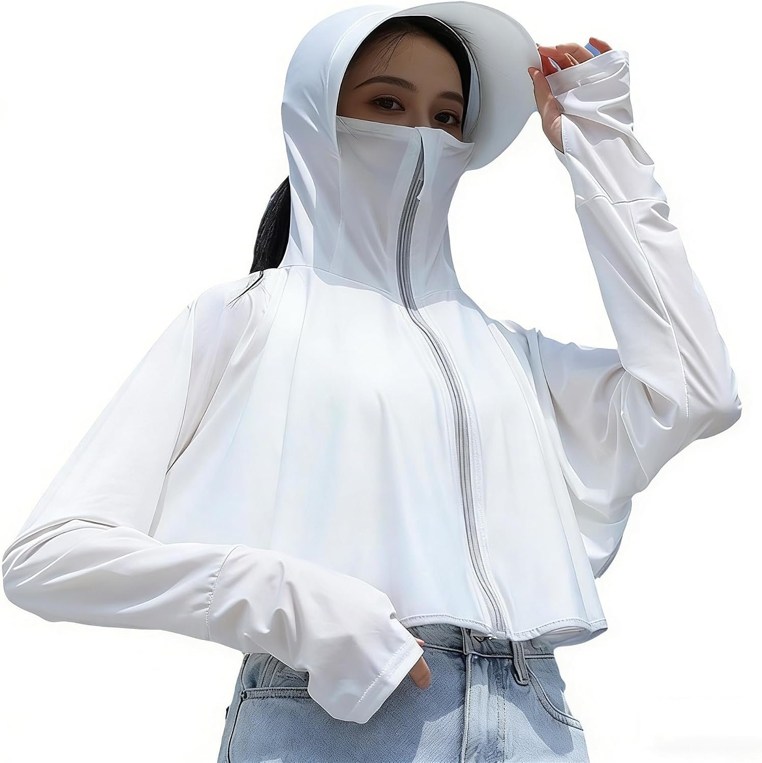 Women Long Sleeve Sun Protection Lightweight Hoodie Workout Jacket Outdoor