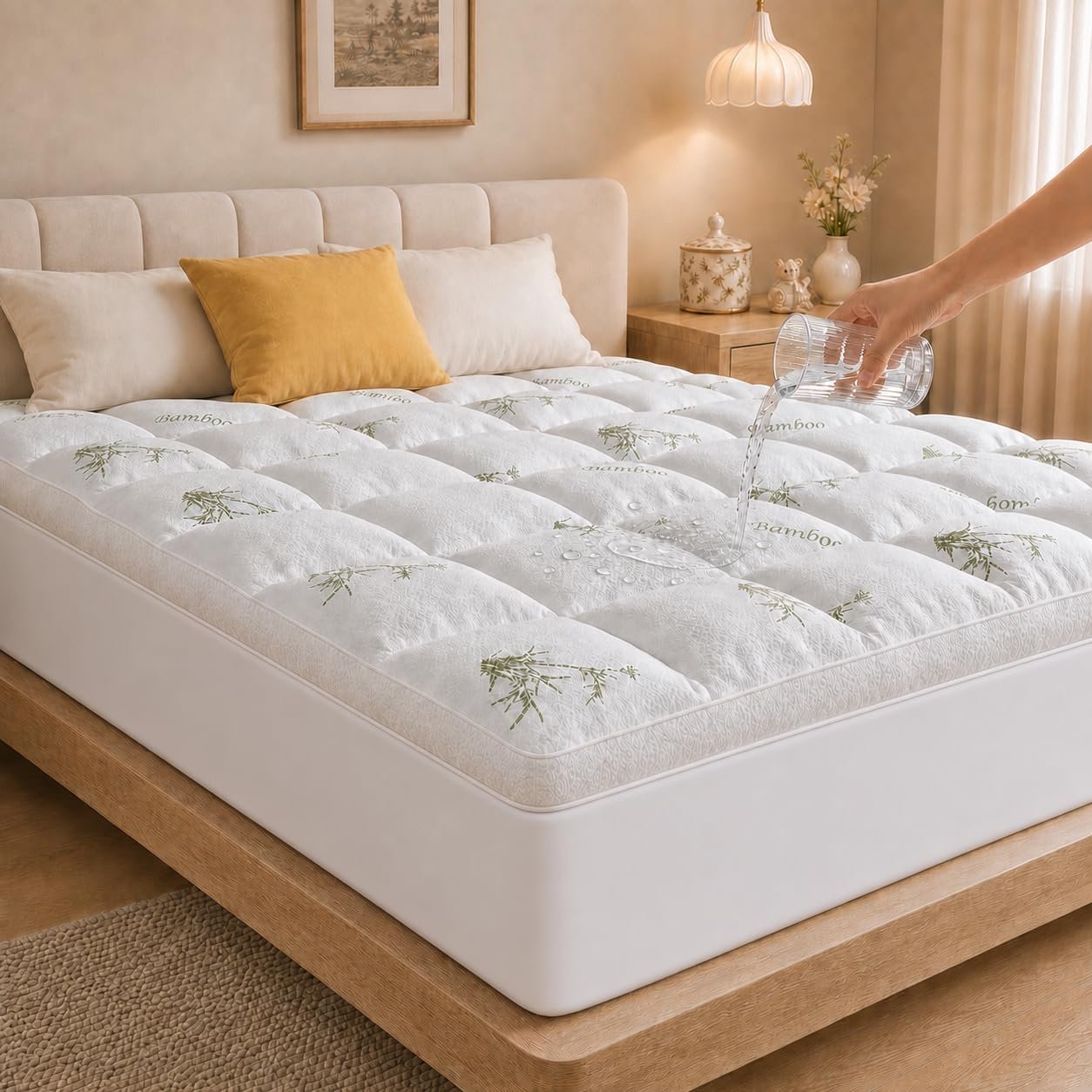 2 Inch Mattress Topper Queen – Viscose Derived from Bamboo,White