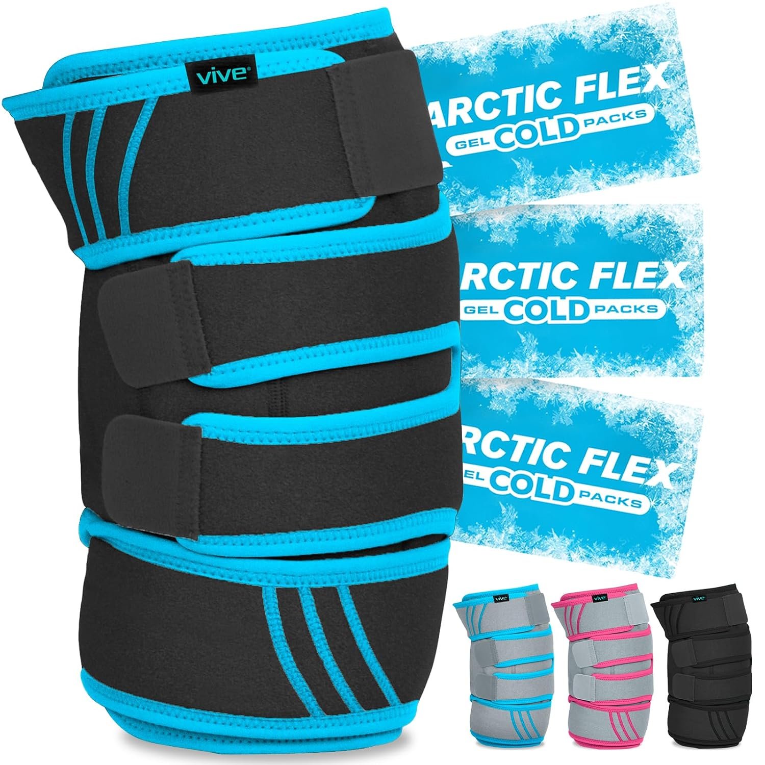 Vive Knee Ice Pack Wrap – Cold/Hot Gel Compression Brace for Pain Relief