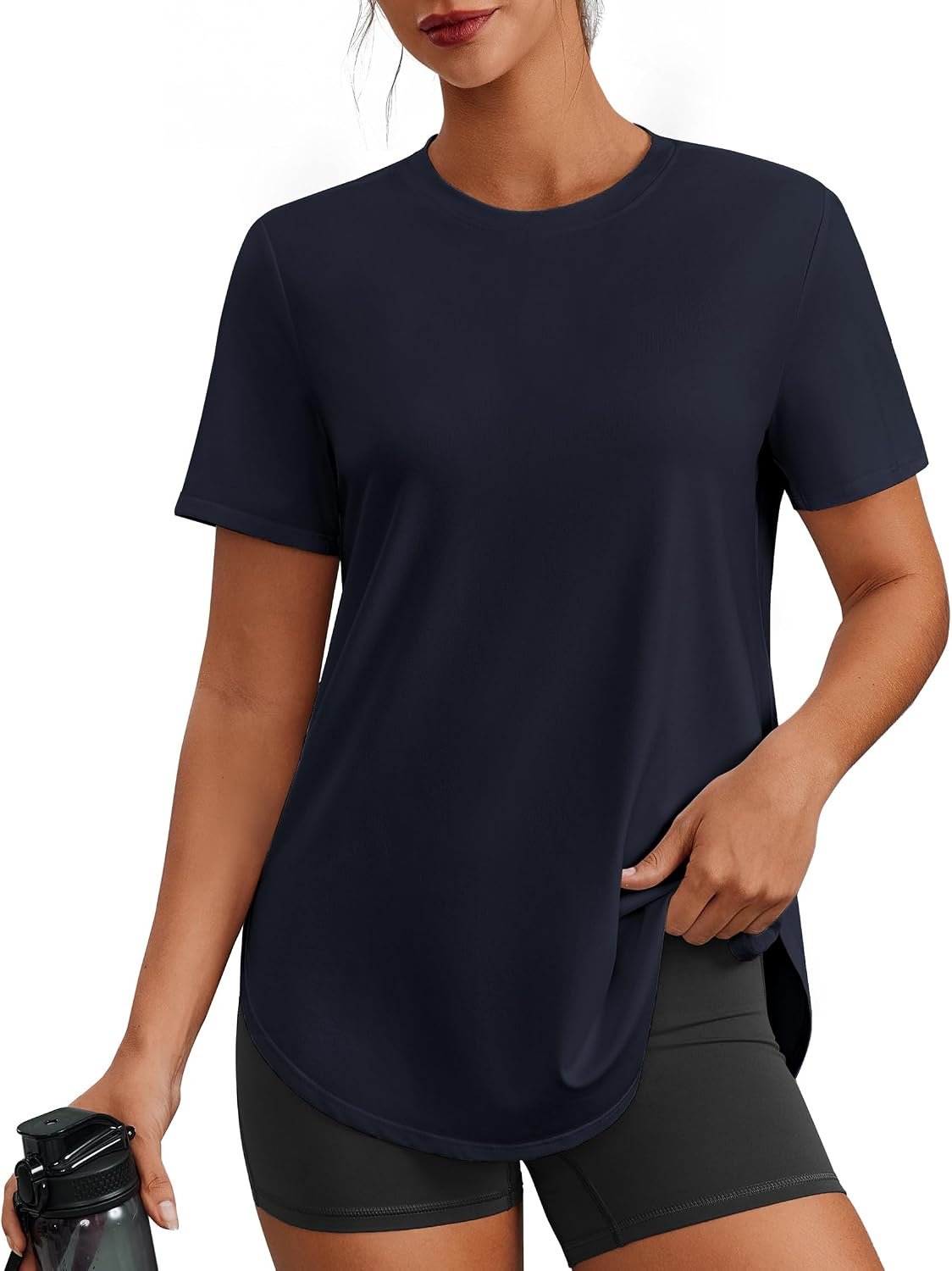 PINSPARK Workout Tops for Women UPF 50+ Hip Length Athletic Shirts S-3XL