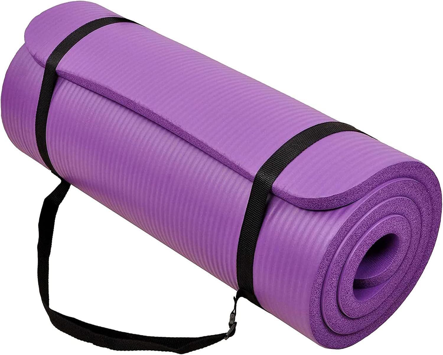 BalanceFrom All Purpose 1-Inch Extra Thick High Density Anti-Tear Exercise Yoga Mat with Carrying Strap, Multiple Colors