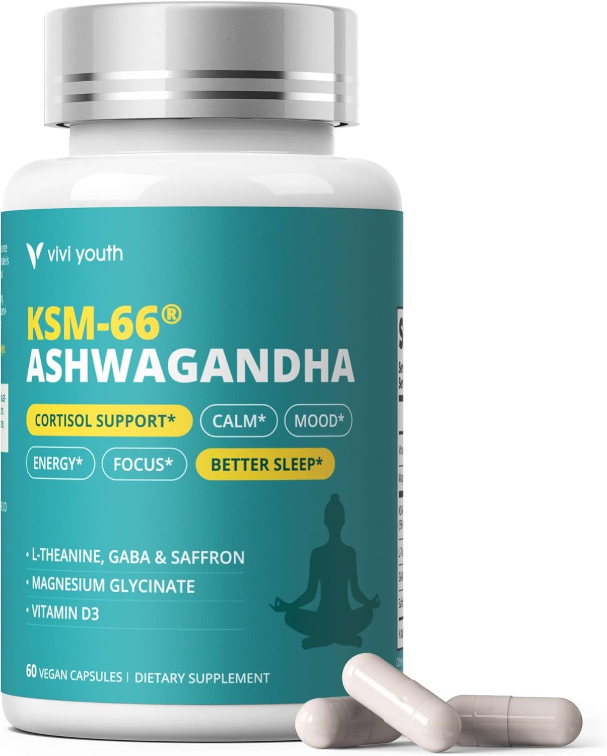 KSM-66 Ashwagandha Supplement for Women Mood Support 60 Vegan Ct