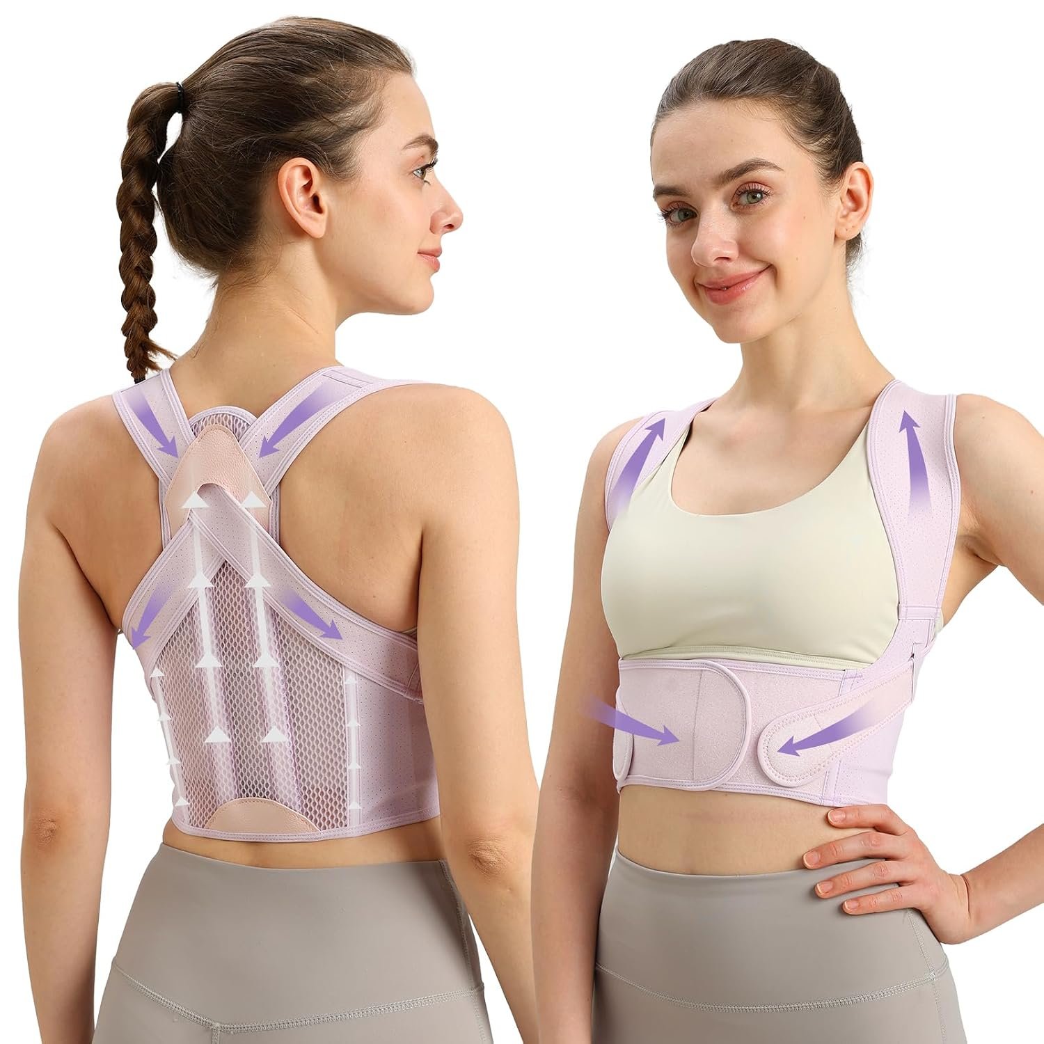 NLNYCT Posture Corrector for Women, Back Brace Posture Corrector, Purple S
