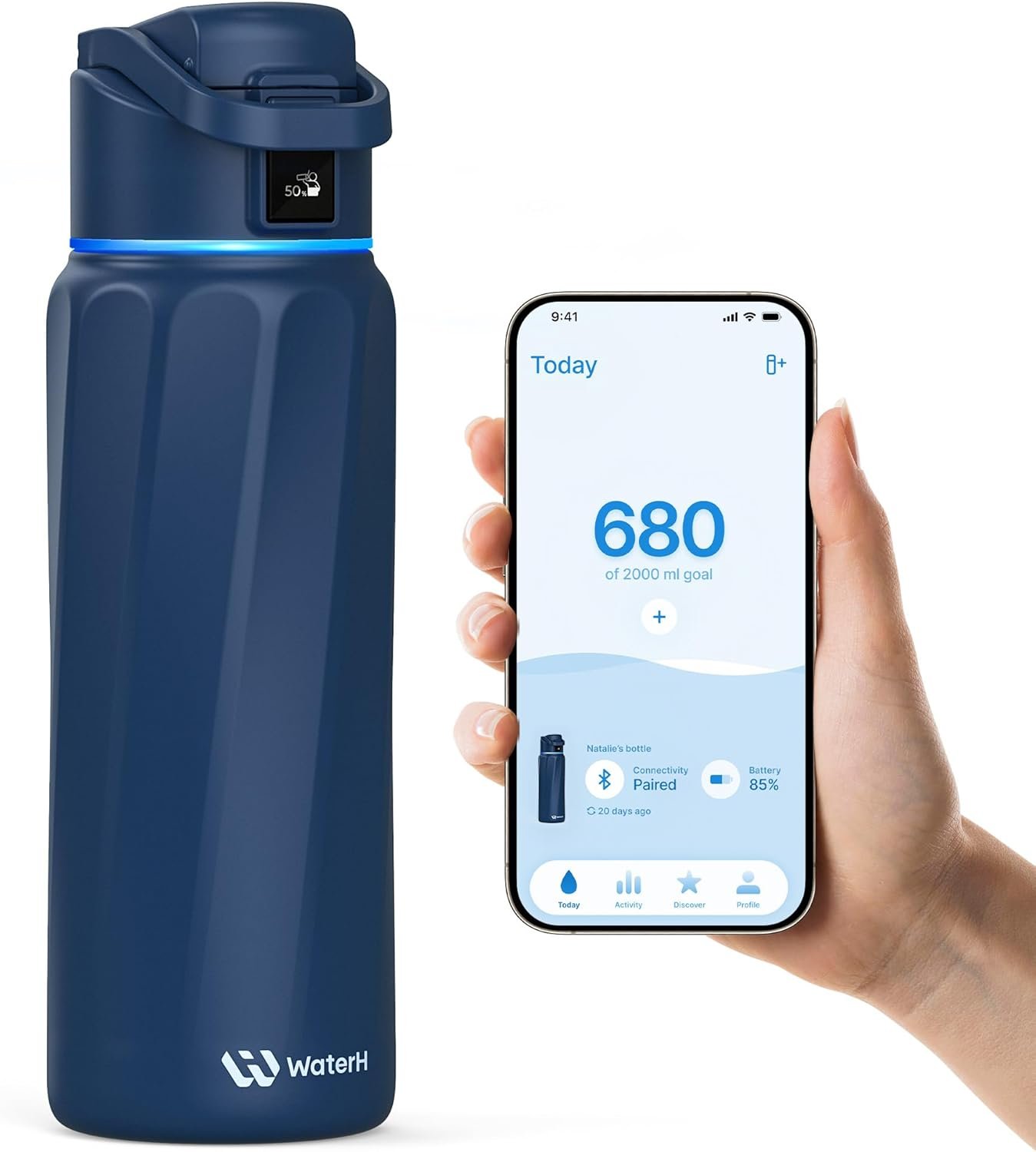 WaterH BOOST Smart Water Bottle Tracker with Reminder to Drink Water, 32oz