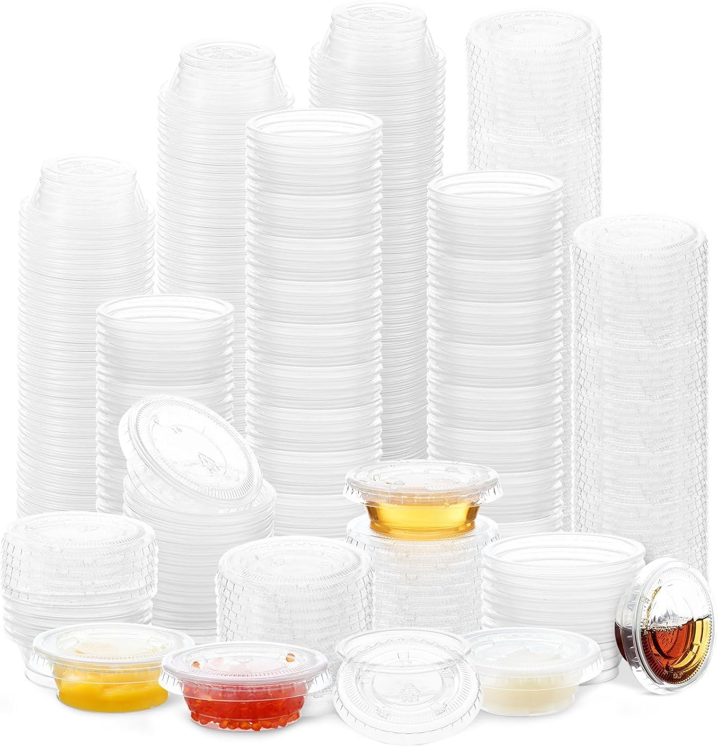 Maxdot 1000 Pack 0.5 oz Containers with Lids Plastic Portion Cups Bulk