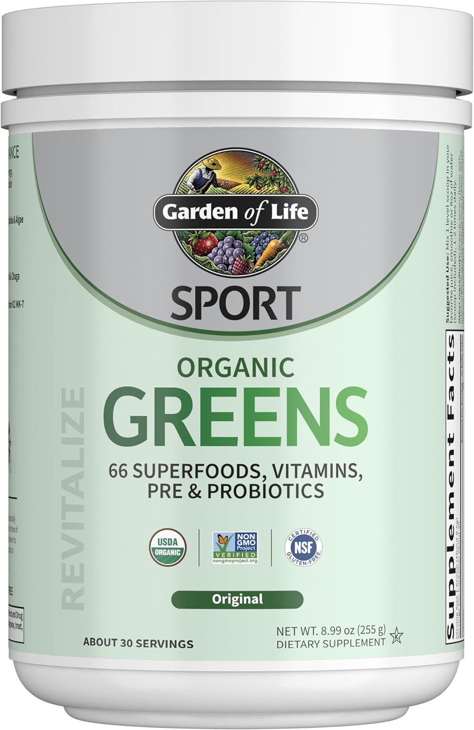 Garden of Life Sport Nutrition Organic Greens Powder, Original, 30 Servings