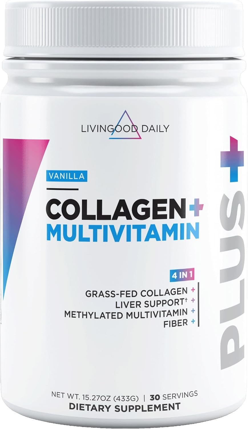 Livingood Daily Hydrolyzed Collagen Peptides Powder, Vanilla, 30 Servings