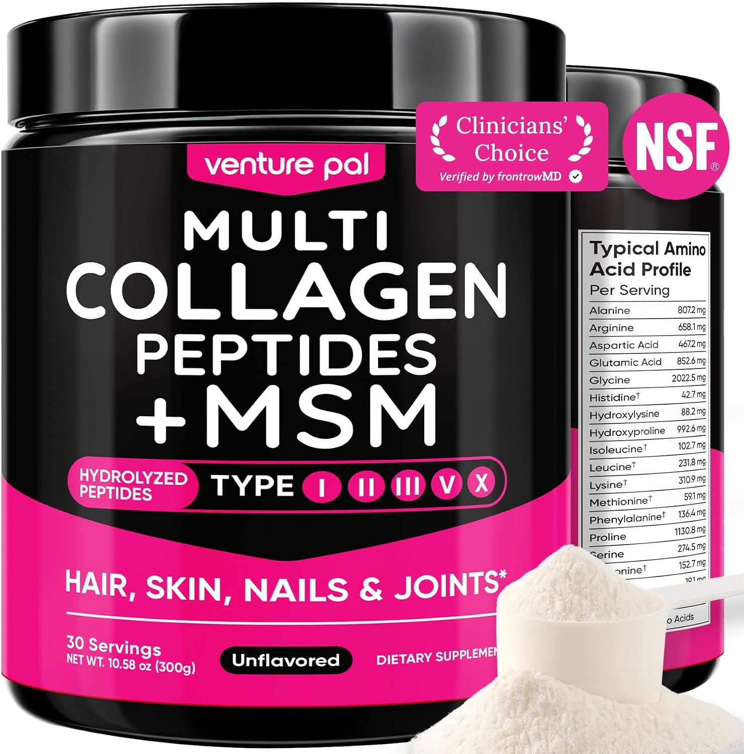 Multi Collagen Powder Type I II III V X, Hydrolyzed Collagen Peptides