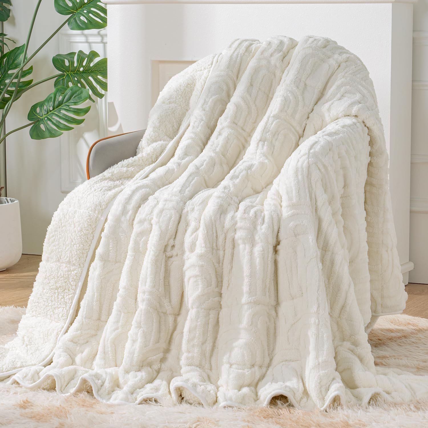 Sherpa Fleece Weighted Blanket for Adults, Dual Sided Soft, 48″x72″ 15lbs