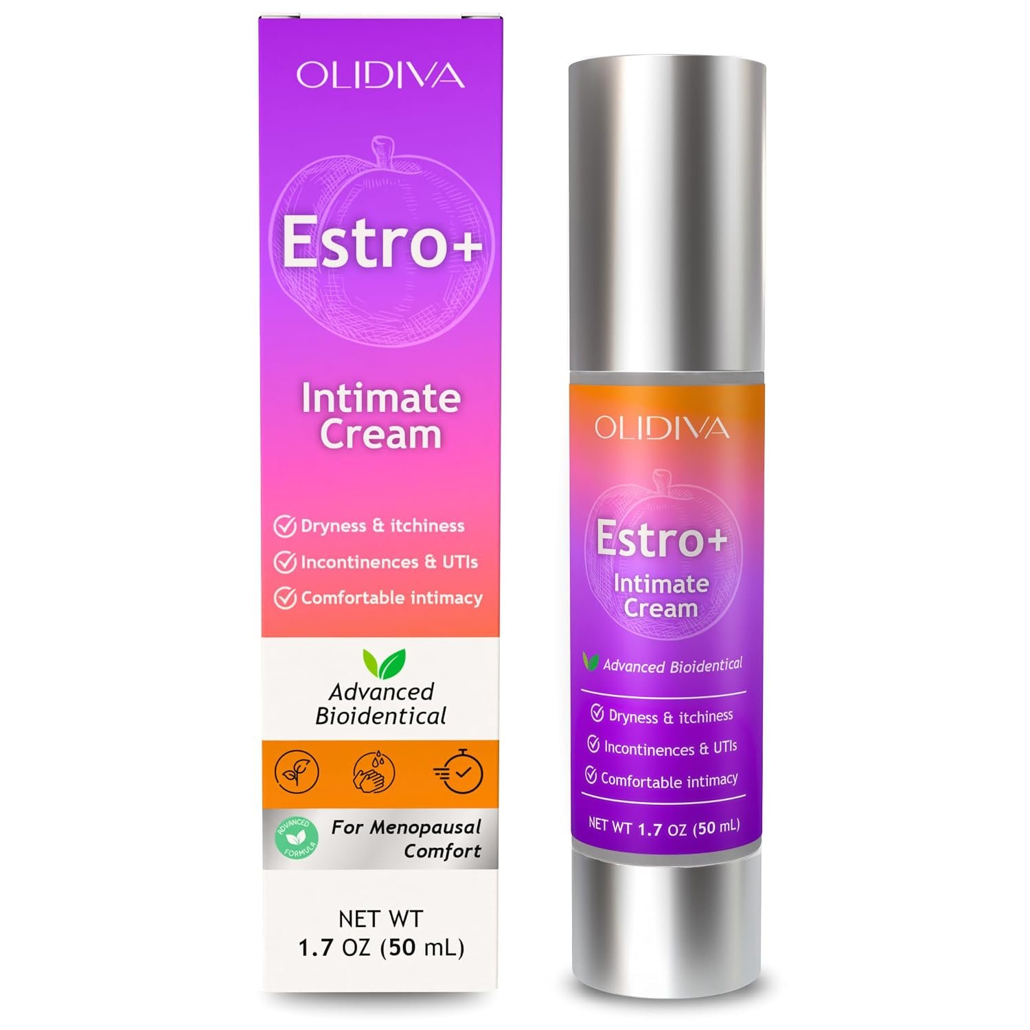 Bioidentical Estriol Cream for Women – Intimate Moisturizing Cream for Women – Menopause Relief for Vaginal Dryness & Vulva Itch – 50g / 1.76 oz (3 Month Supply)