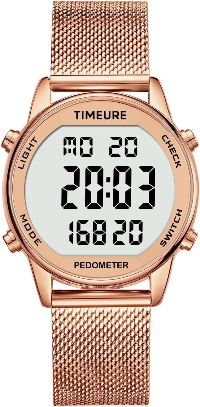 TIMEURE Pedometer Watch for Women, Step Counter Watch, No App or Charging