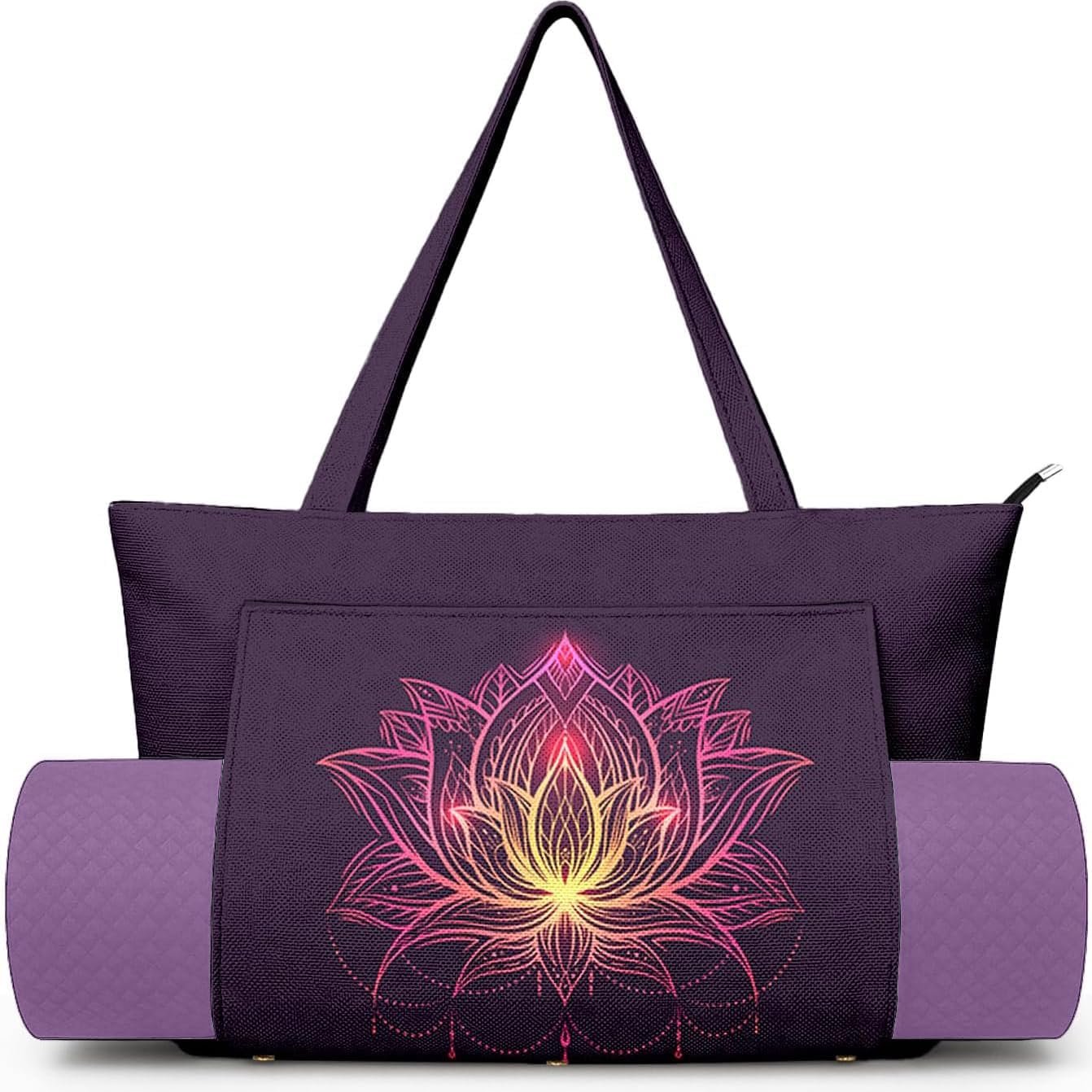 Yoga Bag for Women, Large Canvas Yoga Mat Tote Bag with Yoga Mat Carrier