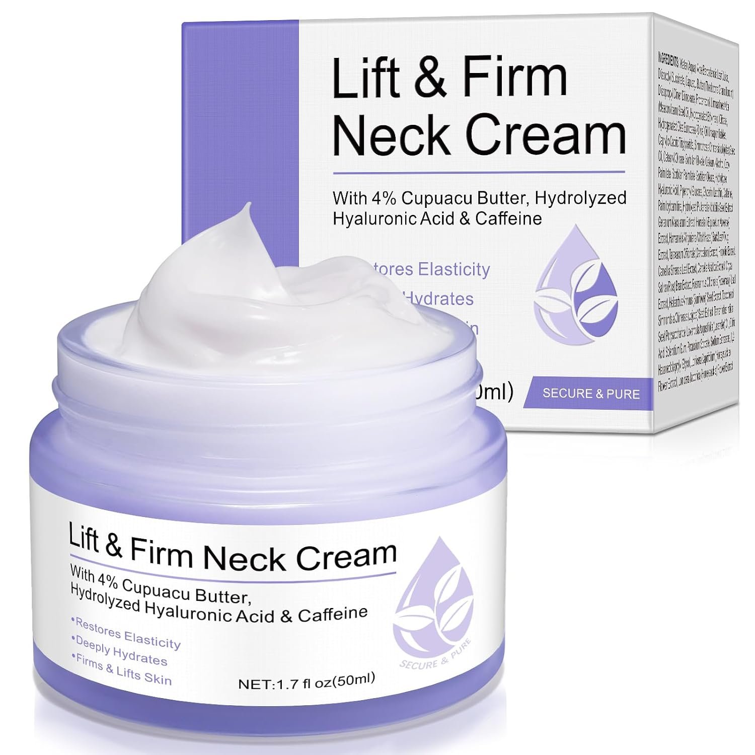 Neck Firming Cream, Moisturizing Neck Cream for Tightening & Fine Lines, Neck Cream for Smoothing & Hydrating 1.7 Oz