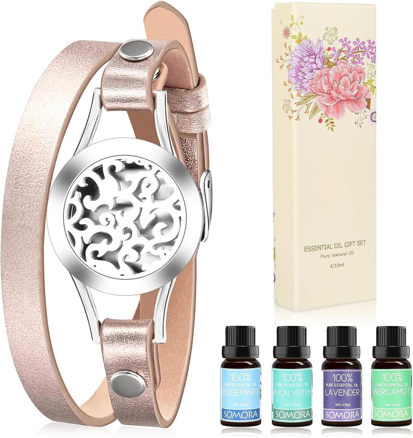 Birthday Gifts for Women Mom, Aromatherapy Diffuser Bracelet Gift Set,Gold