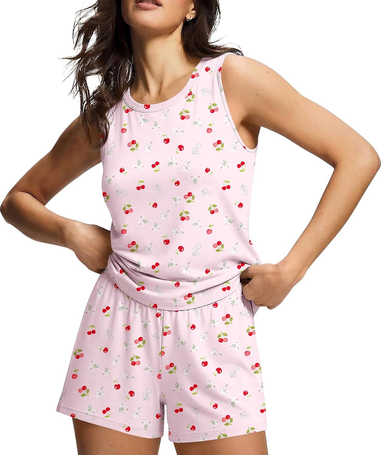 Ekouaer Womens Pajama Sets Viscose from Bamboo Tank Top and Shorts Pj Set