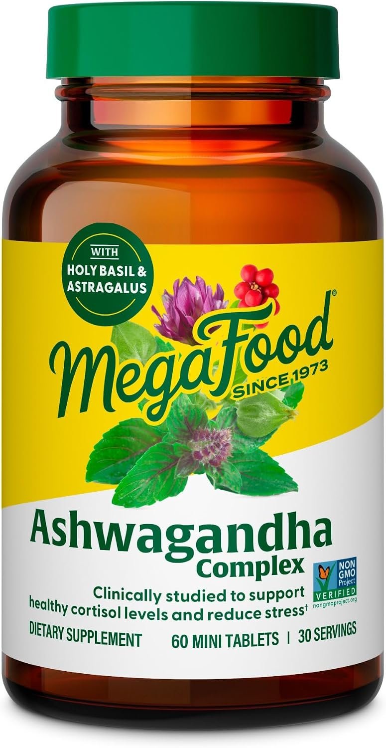 MegaFood Ashwagandha Complex, Supports Healthy Cortisol, 60 Mini Tablets