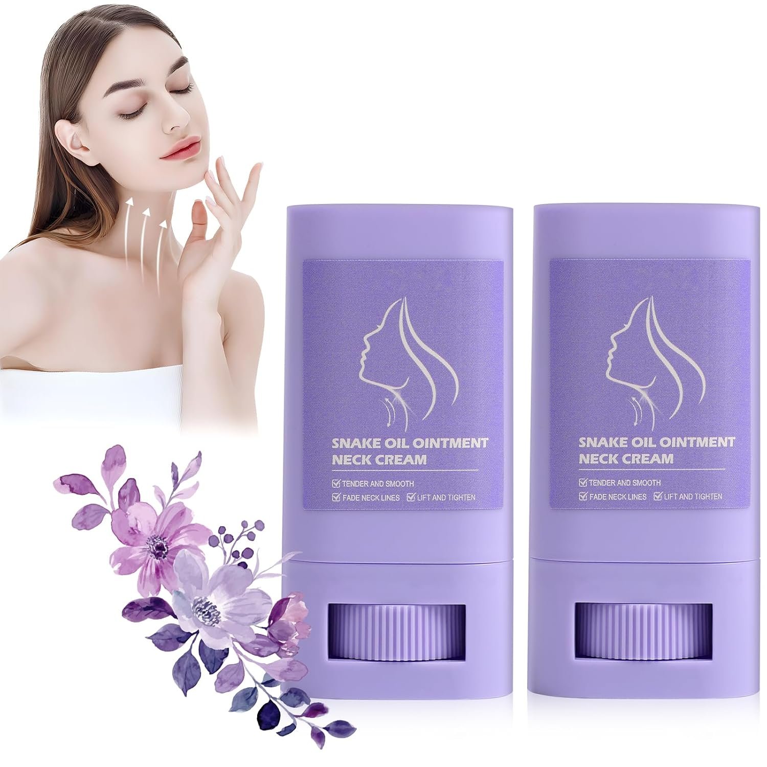 2Pcs Samuwak Neck Care Stick, Samuwak Neck Cream,Neck Firming Stick, Skin Care Moisturizer Face Cream, Lifting Firming Neck Cream