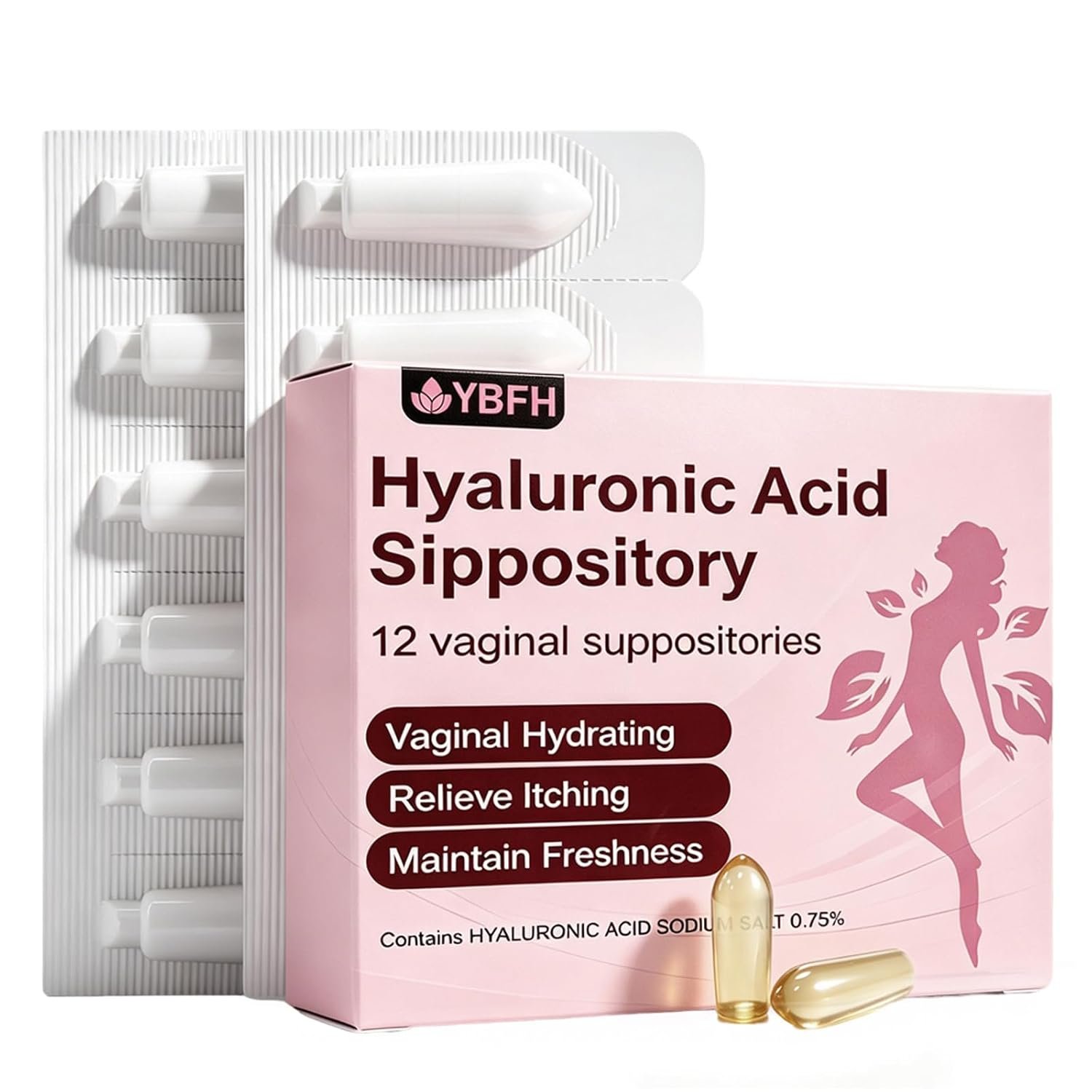 Vaginal Moisturizer Suppositories – Hyaluronic Acid for Vaginal Dryness, Long-lasting hydration that deeply nourishes the skin 72h (12 Count)