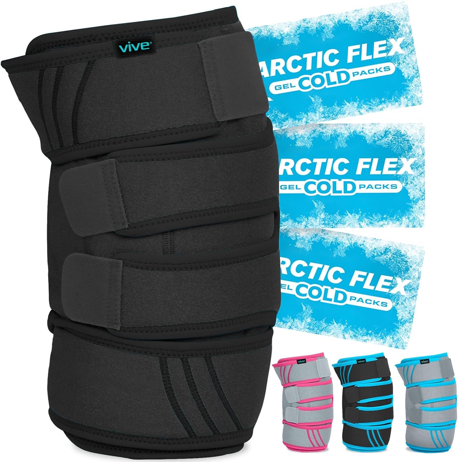 Vive Knee Ice Pack Wrap – Cold/Hot Gel Compression Brace for Pain Relief