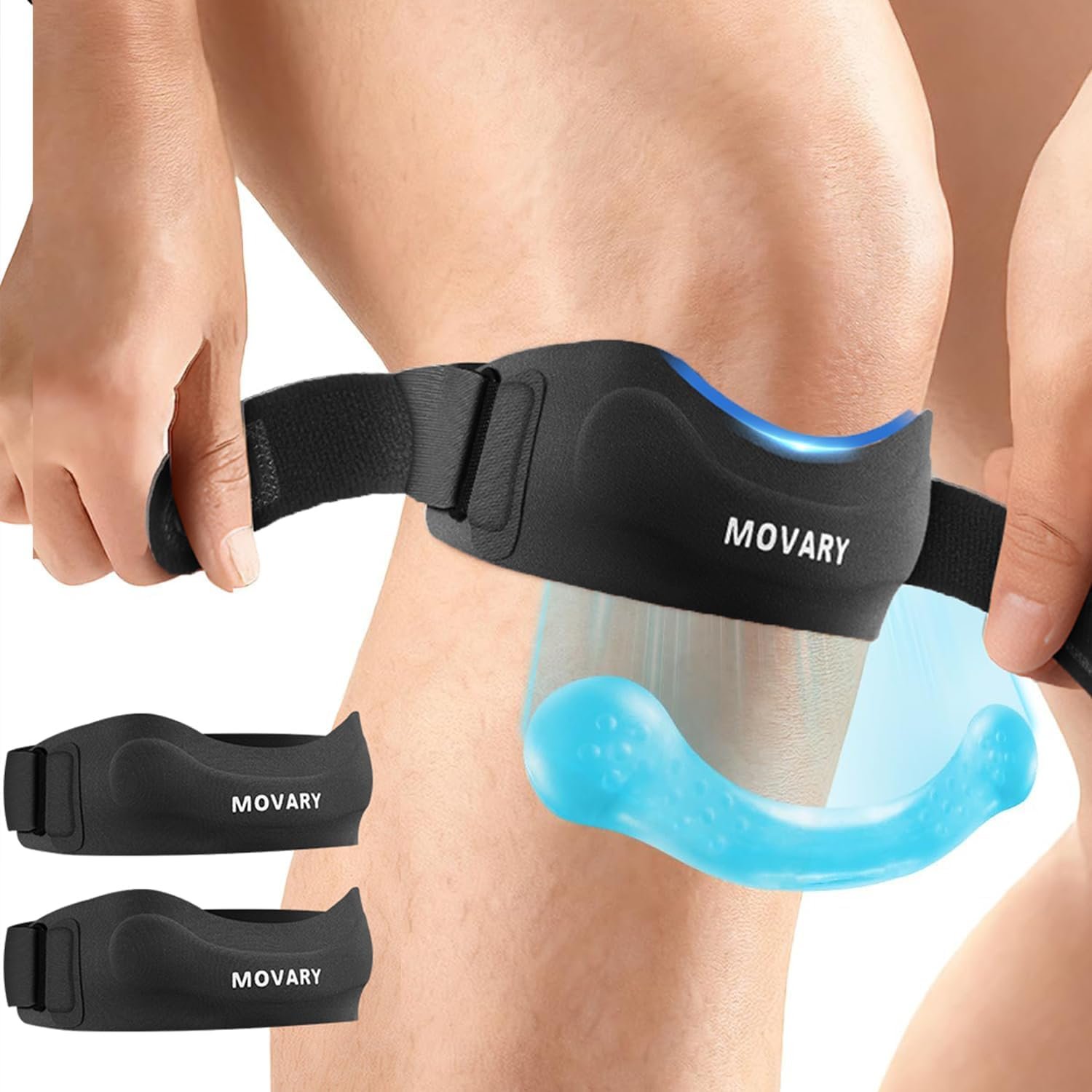 Patellar Tendon Support Strap 2-Pack,3 Adjustable Straps,Knee Brace for Women & Men,Patella Band Support for Running Basketball