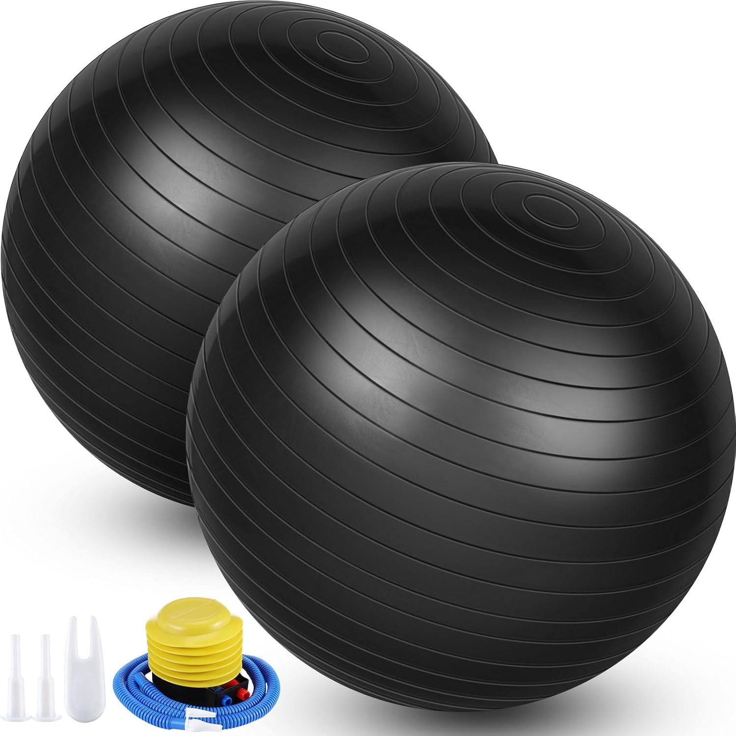 Leyndo 2 Pcs Exercise Ball Yoga Ball with Pump 26 Inches/ 65 cm for Workout Pregnancy Stability Anti Burst Birthing Fitness Improved Posture, Balance, Yoga, Pilates, Training