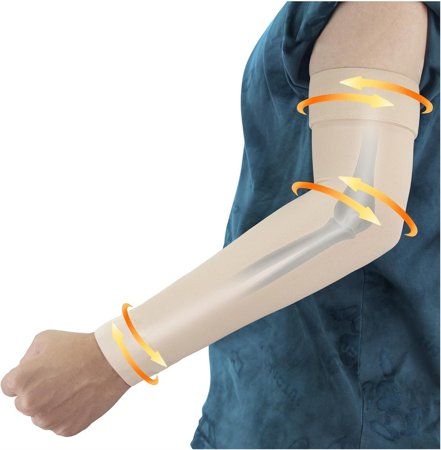 Hiball Lymphedema Medical Compression Arm Sleeve for Men Women, 20-30 mmHg