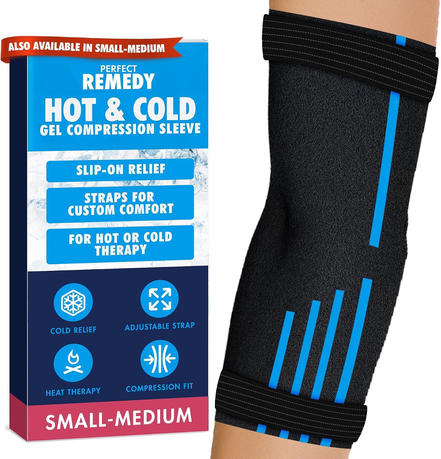 Perfect Remedy Freeze Sleeve – Hot & Cold Arm Ice Pack Wrap Compression – Tennis Elbow Cold Pack Compression for Support in Injuries – Ice Sleeve for Knee, Elbow (Small-Medium)