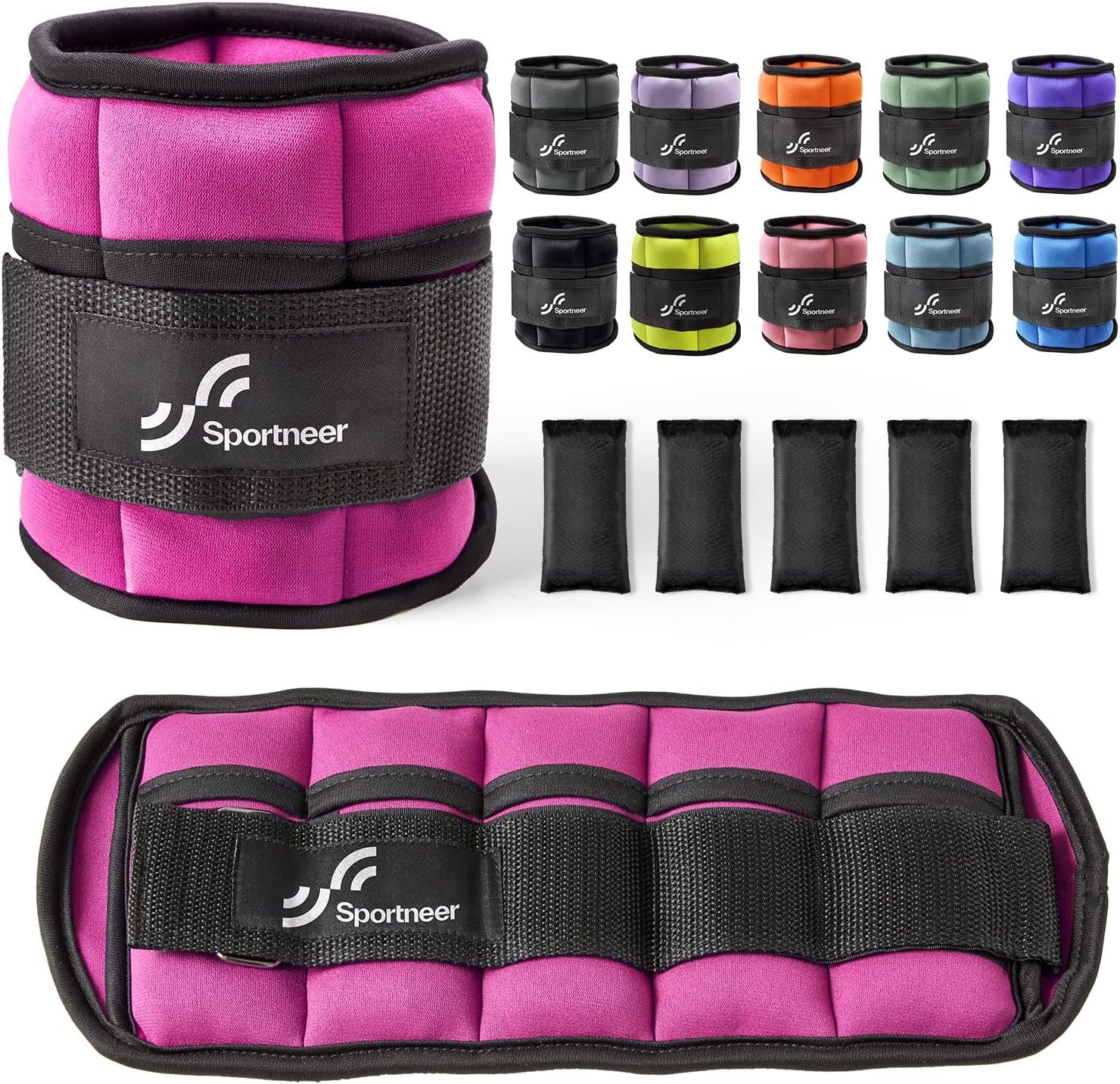 Sportneer Adjustable Ankle Weights, 2-10 lb per Pair, Removable Weights
