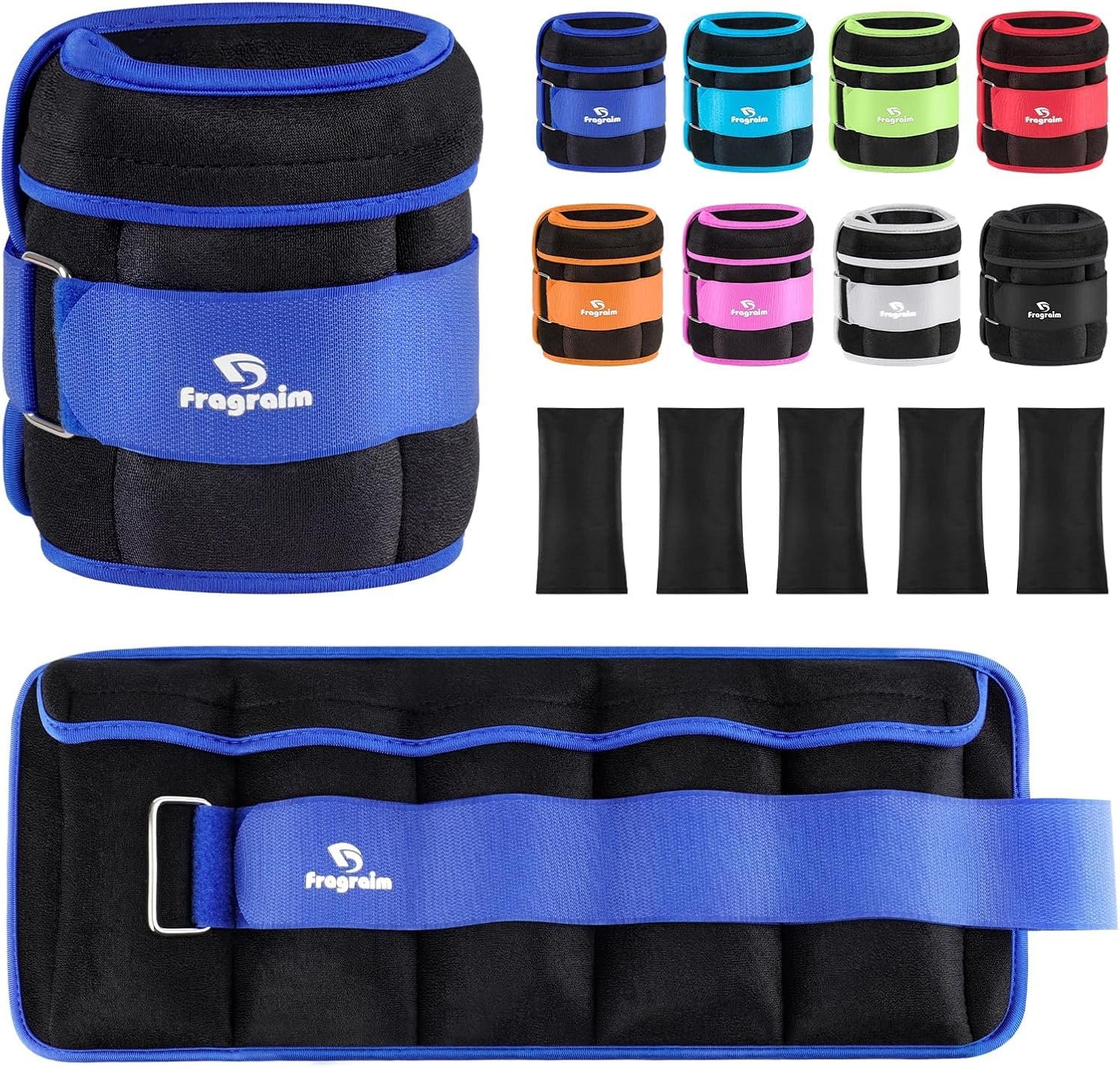 Fragraim Adjustable Ankle Weights 1-3/4/5/6/8/10/12/15/20 LBS Pair with Removable Weight for Jogging, Gymnastics, Aerobics, Physical Therapy