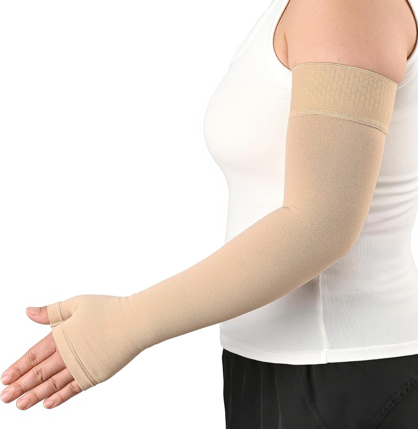 KEKING Single 15-20 mmHg Compression Arm Sleeve & Gauntlet for Lymphedema