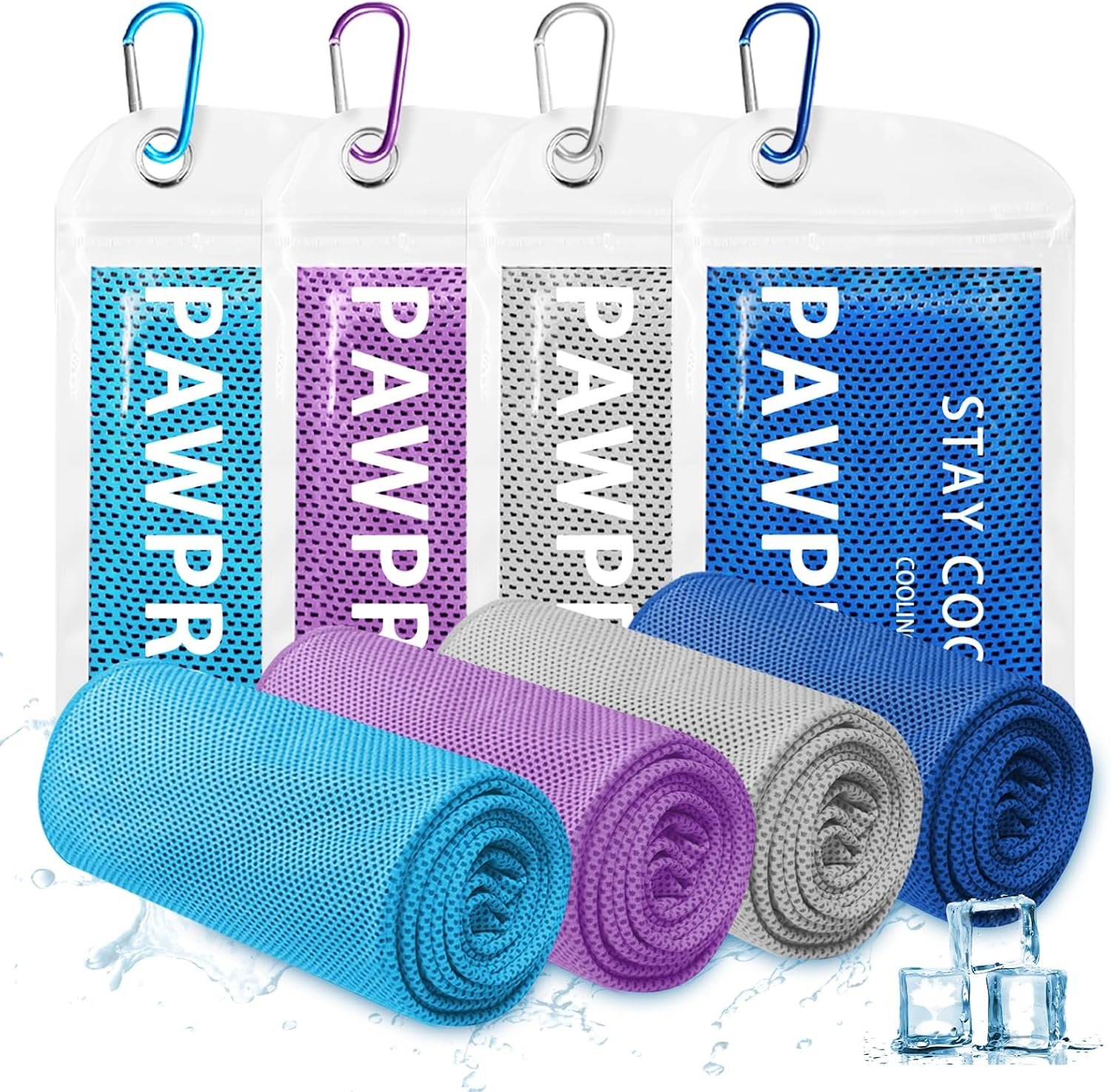PAWPRO 4 Packs Soft Breathable Cooling Towels for Neck and Face(40″x12″)